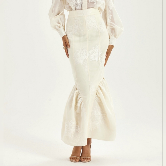 Vita Grace Dresses & Skirts - NWT Vita Grace Sophia Panelled & Peplum Pencil Skirt in French Vanilla Medium